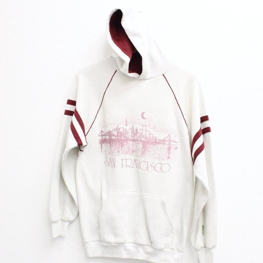 Vintage 80s San Francisco California White Souvenir Hoodie Men’s Large